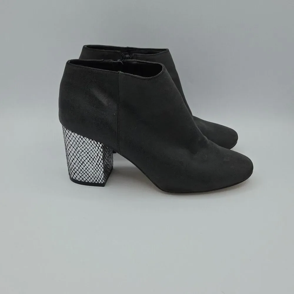 Katy Perry Women's Size 9 Corra Vegan Black ankle booties Shiny Block Heel EUC
